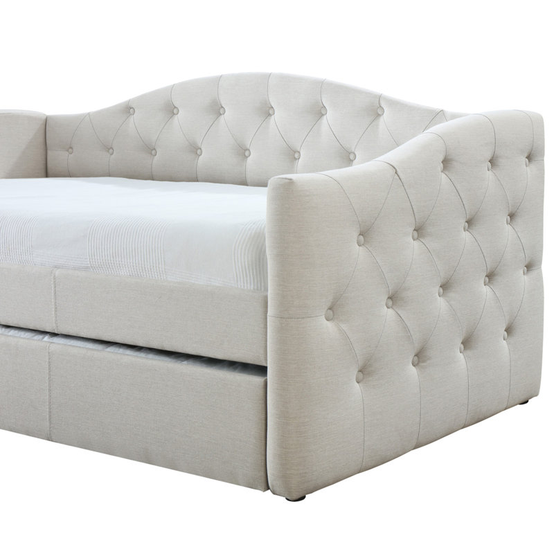 Birdwell Tufted Daybed with Trundle, Beige