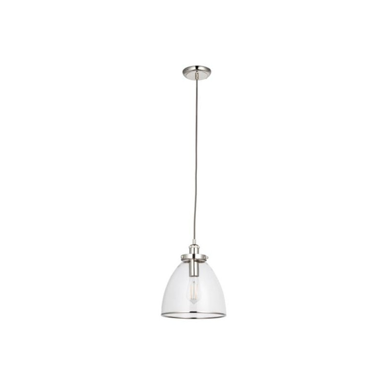 Bellview 1 - Light Dome Pendant, Polished Nickel