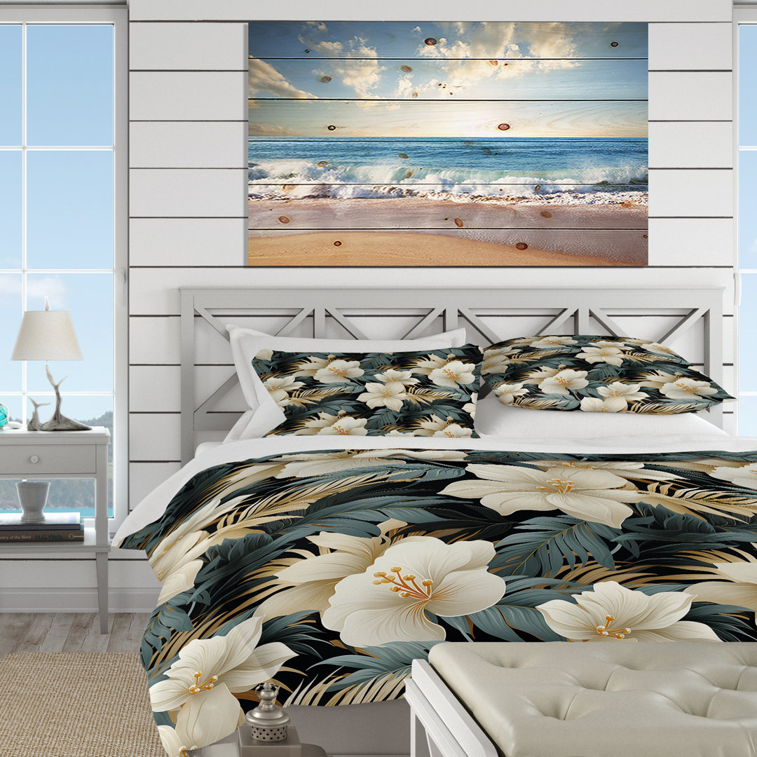 Enosburgh Monochrome Tropics Tropical Pattern - Tropical Duvet Cover Set - Microfiber Polyester Design Art
