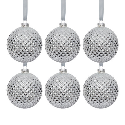 Metallic Glass Ball Christmas Ornaments, Set of 6