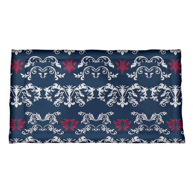 Football Baroque Pattern Pillow Sham, Standard, Microfiber, Blue/White/Red