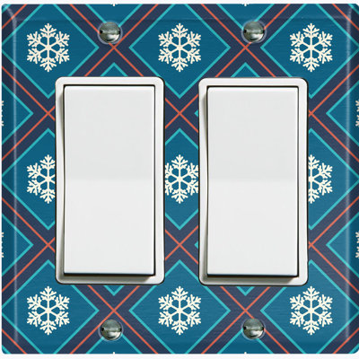 Christmas Plaid Snow Flakes 2 - Gang Rocker Standard Wall Plate