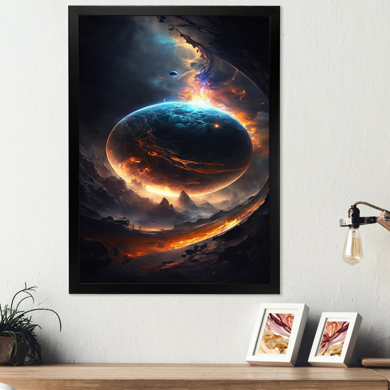 Planète fusion profonde III - reproduction sur toile, Impression noire sur toile encadrée, H 20 po x l 12 po x P 1 po