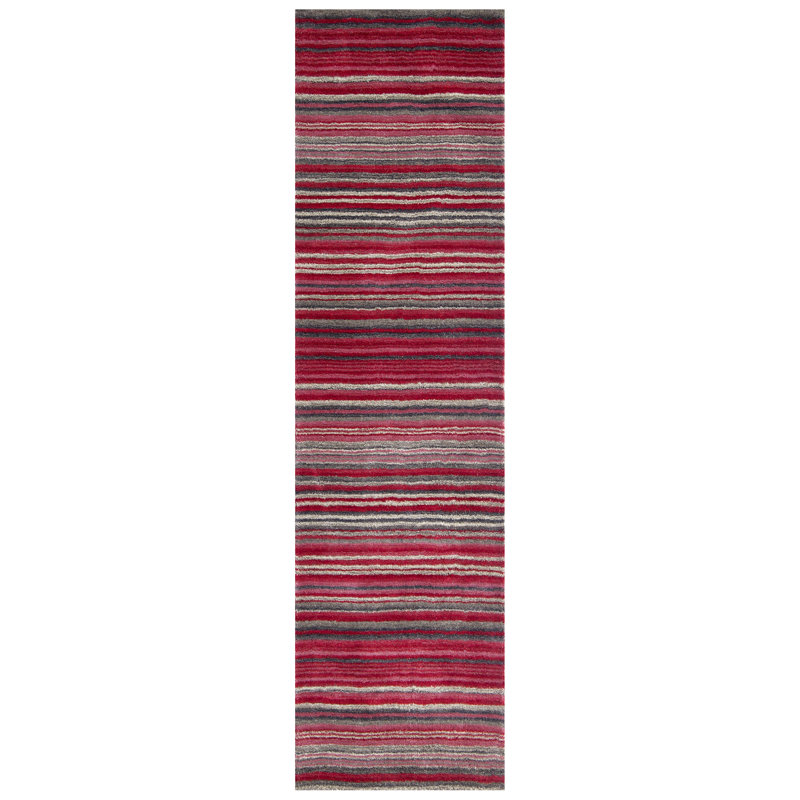 Tarren Handwoven Wool Red Rug, Runner 60 x 230cm