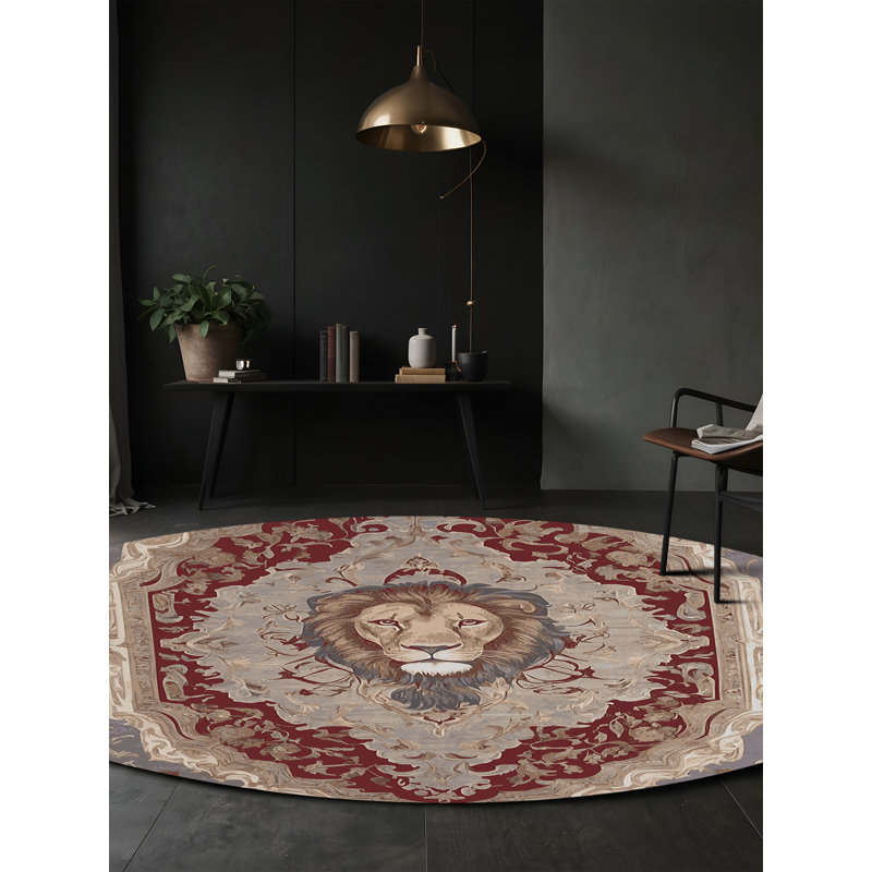 Tapis gris lavable à la machine, Rond 7 pi