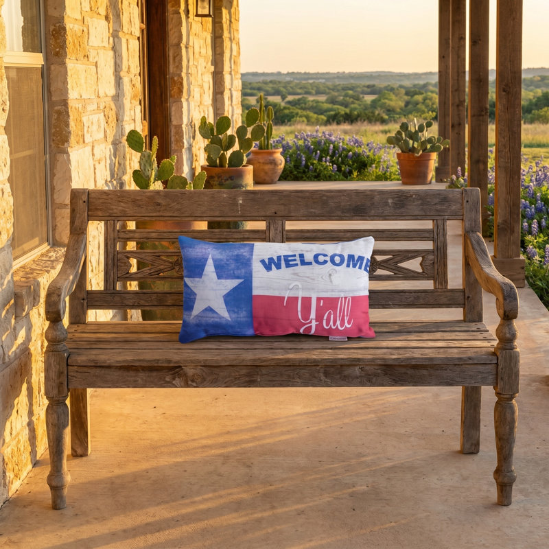 Oreiller à teinture manuel 17 "x 9" Welcome Y'all Texas