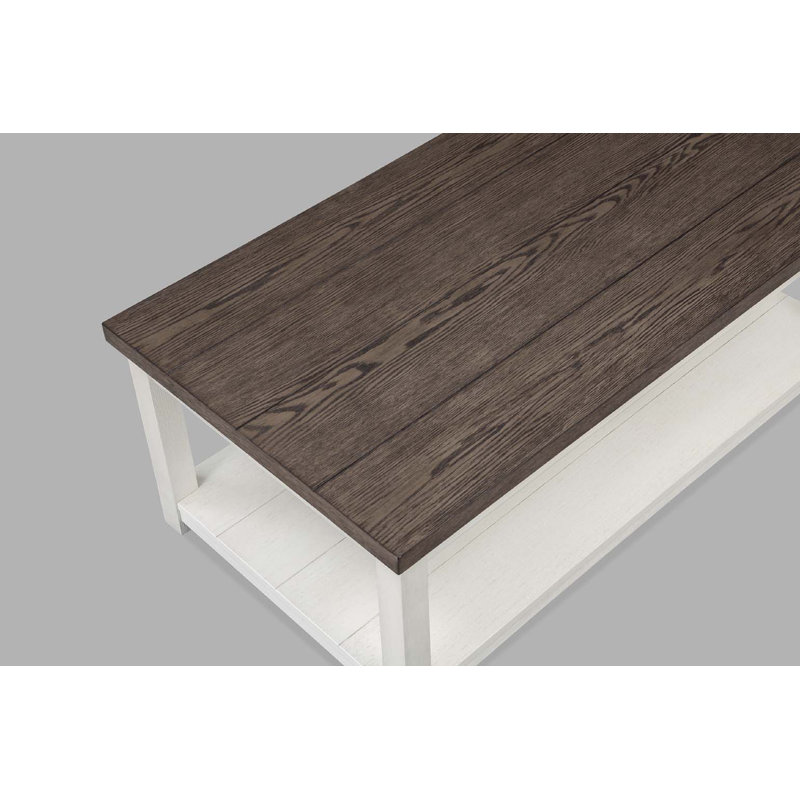 1 pièce Table de bout brune de style campagnard avec base blanche et plateau de table rectangulaire