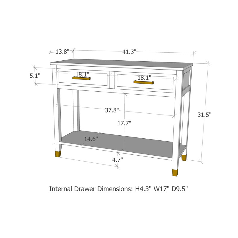 Minaxi 41.3'' Console Table, Mustard