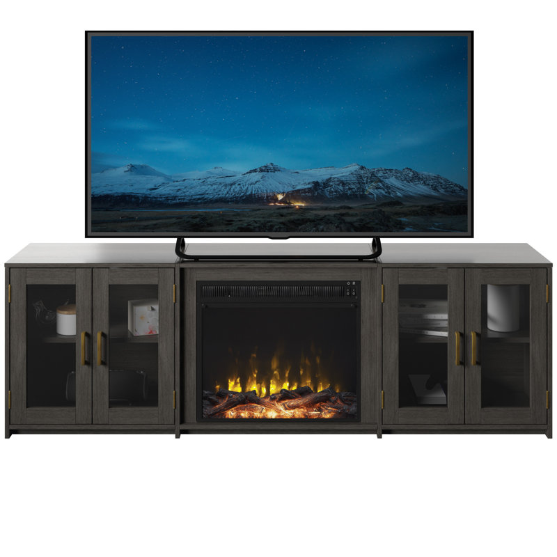 Kropf TV Stand with Fireplace Included, Weathered Gray