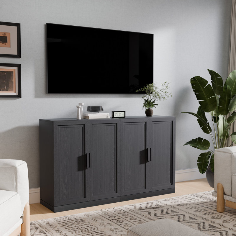Armoire de rangement d'appoint en bois à 4 portes H 72 po x l 31 po avec tablettes réglables et armoires de rangement pour le salon
