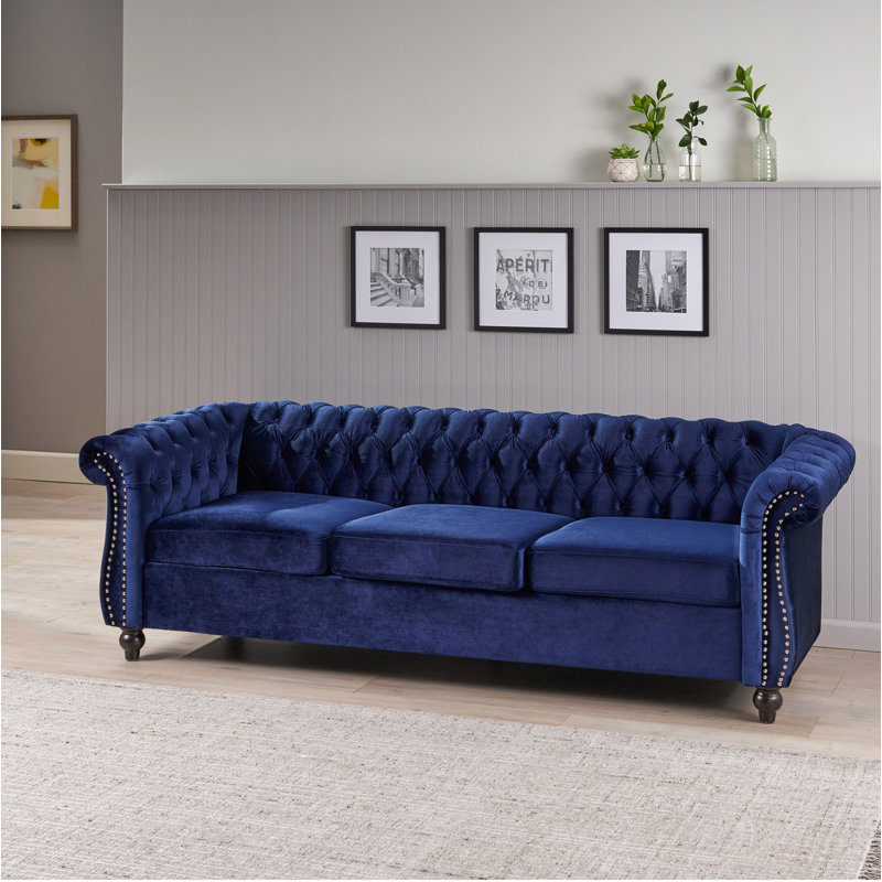 Canapé Chesterfield Sione, Midnight Blue 100% Polyester 1