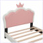 Lit princesse rembourré avec tête de lit couronne, lit plateforme avec tête de lit et pied de lit, blanc et rose-1659411806-1659411807