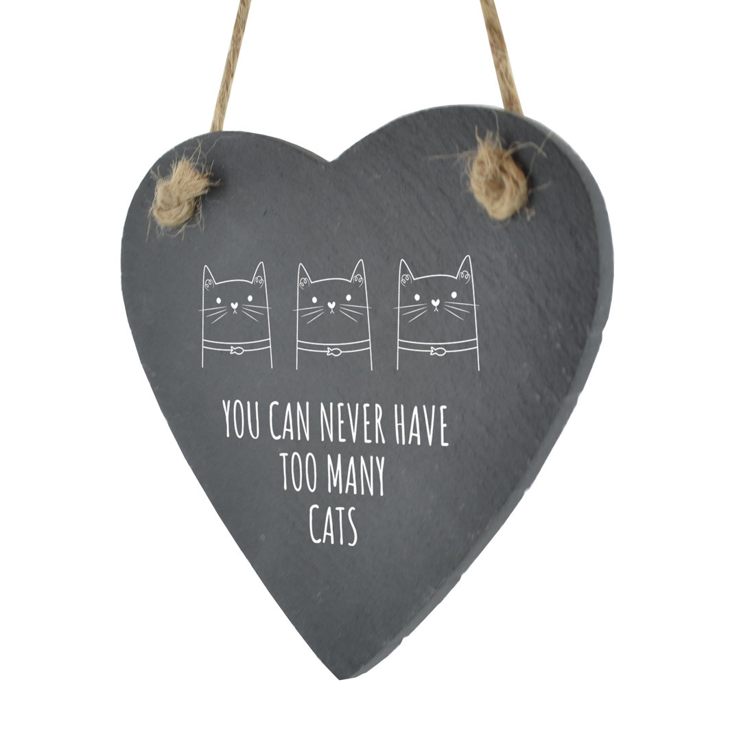 Herald Too Many Cats Heart Slate Wall Décor