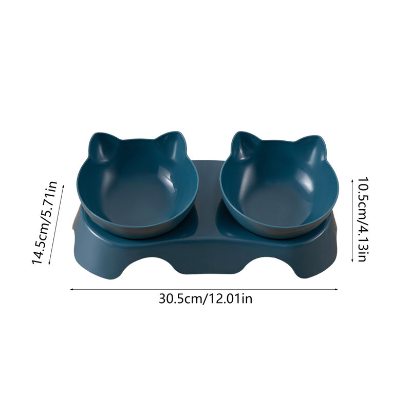 Cats Bowl, deux en un, chien d'eau, bol d'eau, bol à riz pour animaux de compagnie, 11,81 x 5,51 x 3,15 po, bleu, Bleu