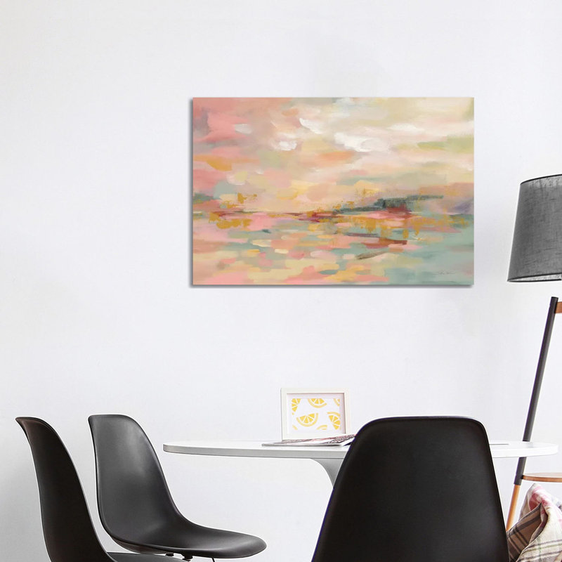 Pink Waves by Silvia Vassileva - Wrapped Canvas Painting, 101.6 cm H x 66.04 cm W x 1.91 cm D