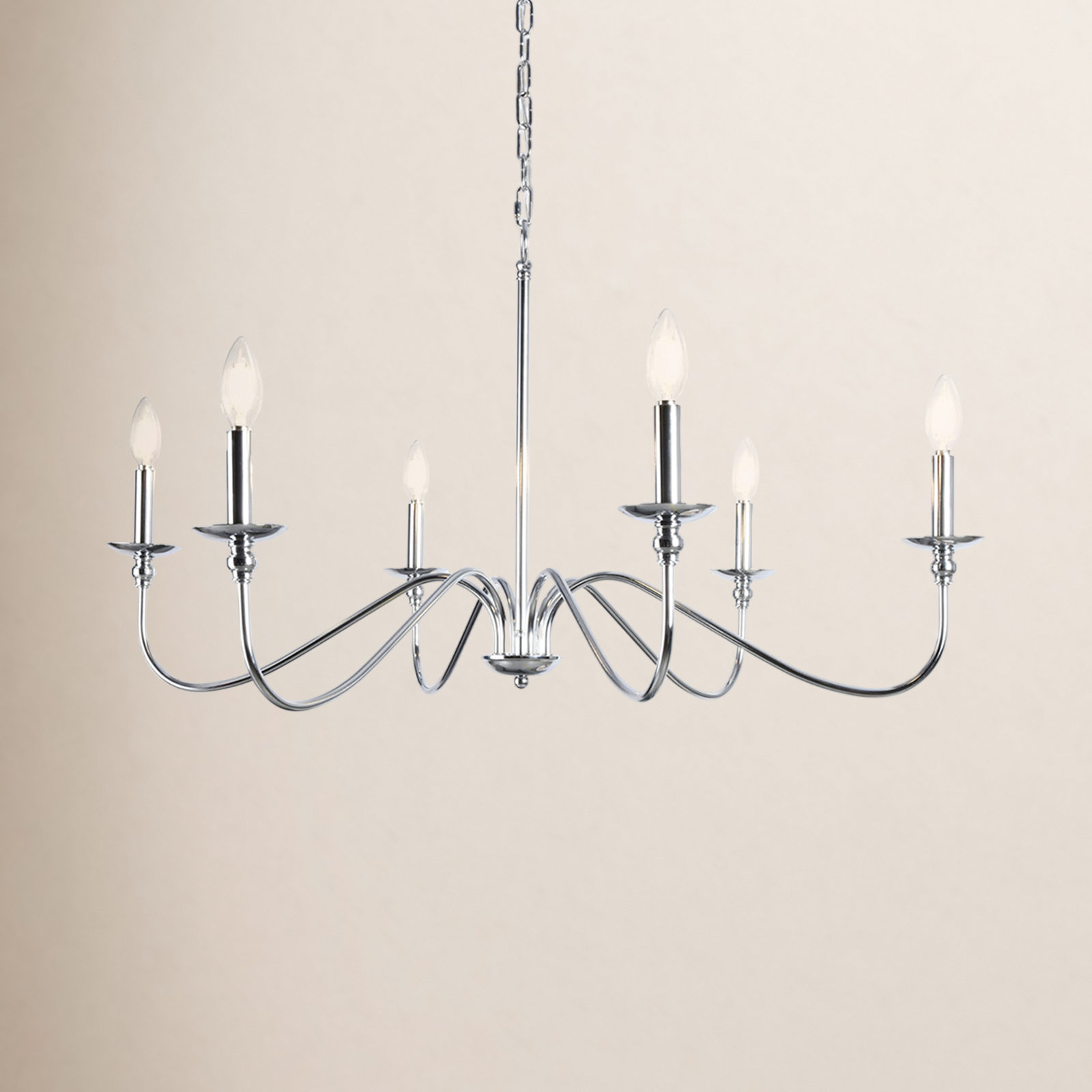 Ableton Iron 6-Light Chandelier, Polished Nickel, 22" H x 42" W x 42" D