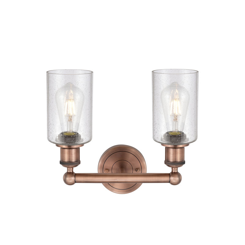 Éclairage pour meuble-lavabo à 2 lumières 12,875 pouces Caldello, Cuivre antique, Bullé