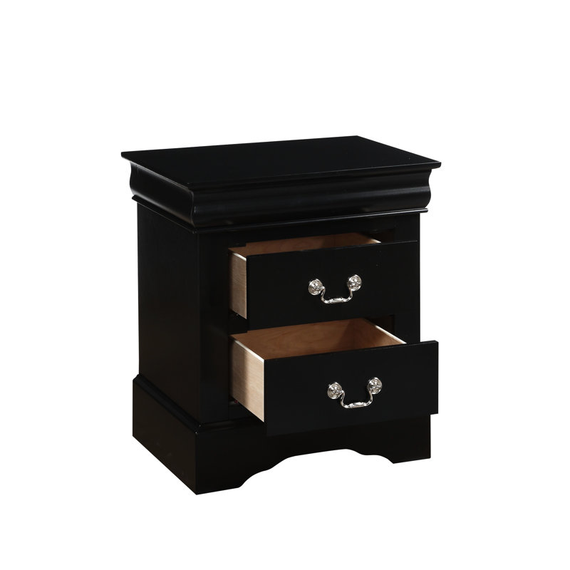 Table de chevet noire Iii - Matériau de rangement à 2 tiroirs en bois synthétique élégant pour organiser votre chambre à coucher en toute facilité