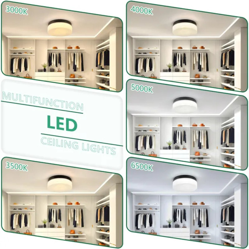 1 Pack Led Flush Mount Ceiling Light Fixture, 24w 12 Inch Modern Round Surface Mount Ceiling Lamp For Kitchen Bathroom Laundry Bedroom Hallway Closet