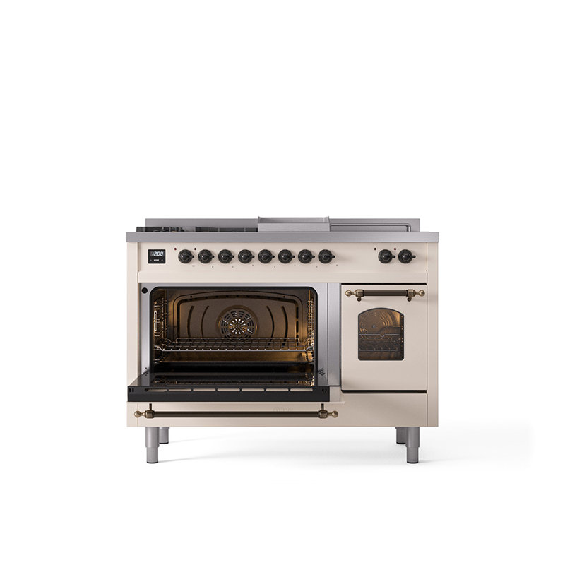 ILVE Nostalgie II 48 Dual Fuel Range, Natural Gas, Antique White/Bronze