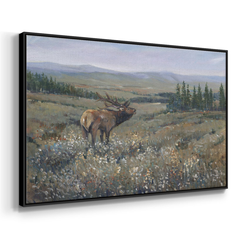 «Western Wildlife I», peinture sur toile encadrée, H 27 po x l 41 po x P 2 po, Cadre noir