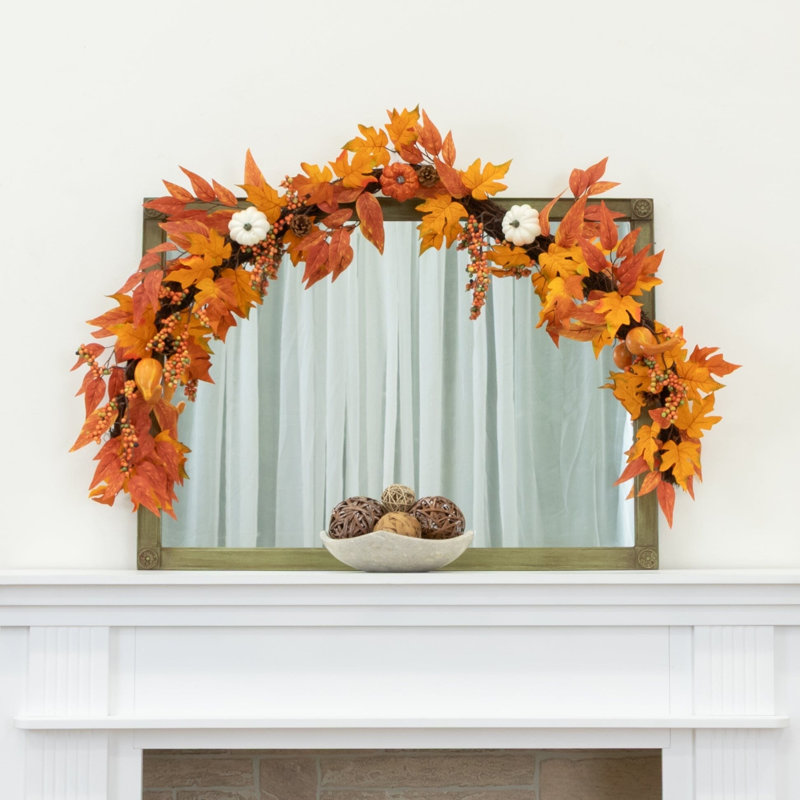 Maple Leaf, Pumpkin and Pinecone Artificial Garland