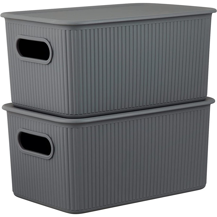 Superio 22 L Ribbed Storage Bin - Stone Blue