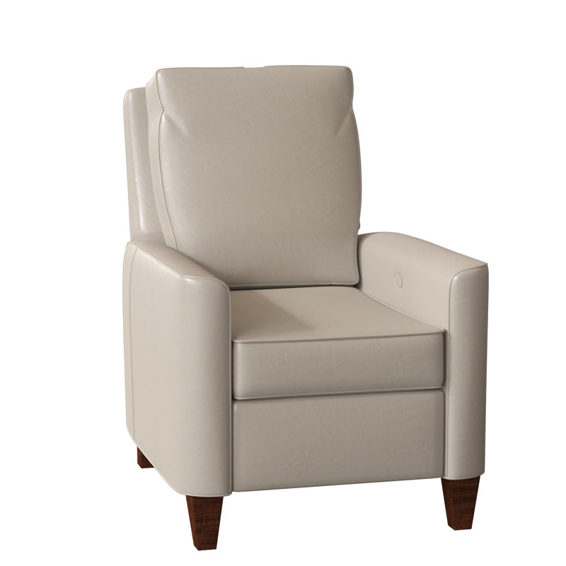Yorba Armchair, Power Button, Mahogany, Aline Light Gray Stonewash Genuine Leather
