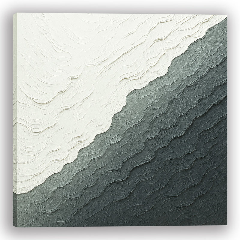 Monochrome Tides Textured Gradient Wrapped Canvas Print