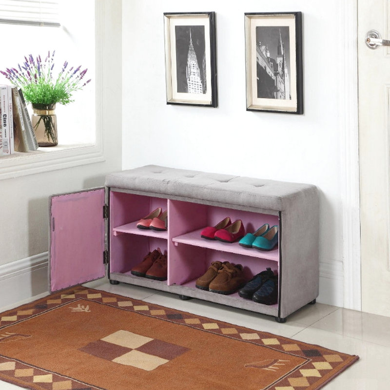 Rangement à chaussures de 18 po avec compartiment magnifique argent et gris, décor