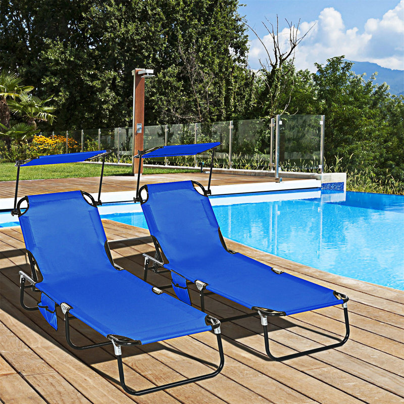 Chaises longues d'extérieur pliantes pour l'extérieur avec abat-jour