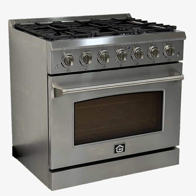 Cuisinière à gaz 36 po GMP avec 6 brûleurs italiens et four à convection en acier inoxydable WFG3601S