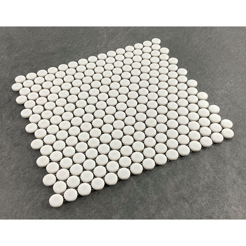 0.75" x 0.75" Porcelain Penny Round Mosaic Wall & Floor Tile, White