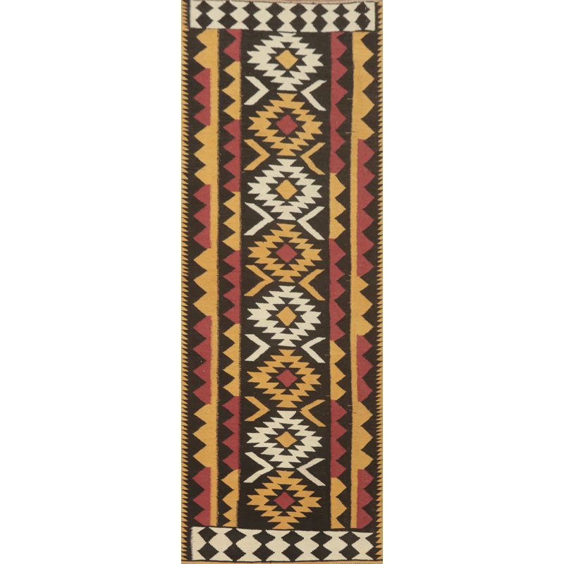 Tapis de couloir oriental géométrique Kilim 3 x 10
