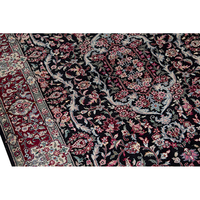 Tapis noir et vin noué à la main de haute qualité