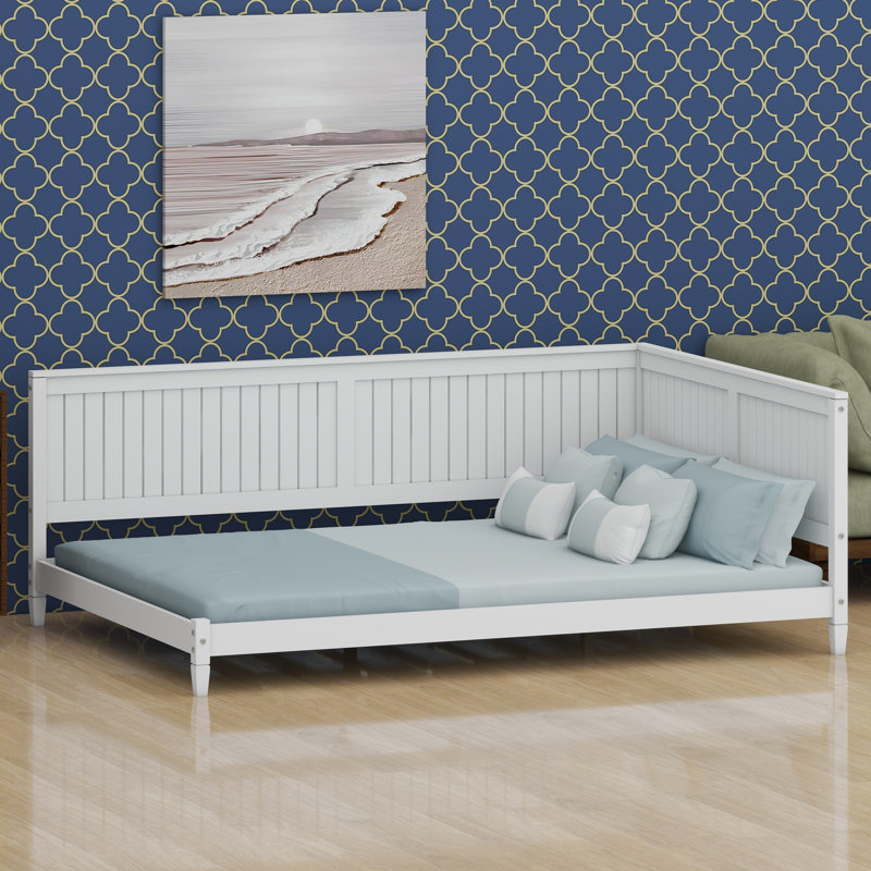 Sturdy Wood Daybed Sofa with Classic Design, White