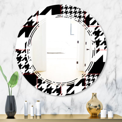 Miroir mural moderne et sans cadre à motif houndstooth triple c classic