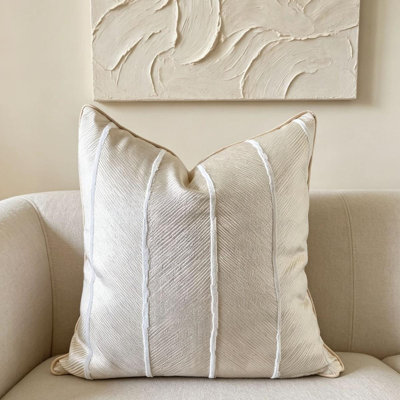 Pack of 2 Decorative Throw Pillow Covers,Soft Embossed Striped Textured Cushion Case