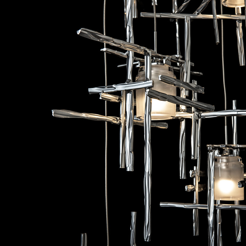 Tura 5 - Light Cluster Pendant, 50" - 130", Seeded Clear, Sterling