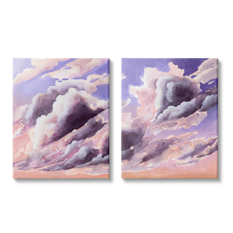 Cumulus ciel nuageux bleu orange coucher de soleil, Toile tendue, H 20 po x l 16 po