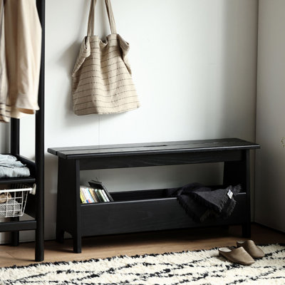 Nordic Oak Black Storage Shoe-Changing Bench