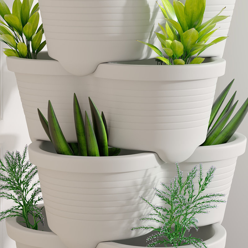 Jardinière verticale 2 pièces Soban Strawberry, tour de jardin empilable à 5 niveaux, pot à fleurs empilable avec poteau de soutien intérieur et extérieur