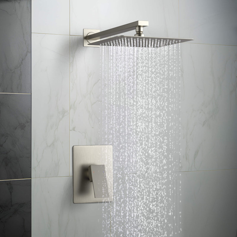 Dual Function Complete Shower System with Rough-in Valve, Brushed Nickel
