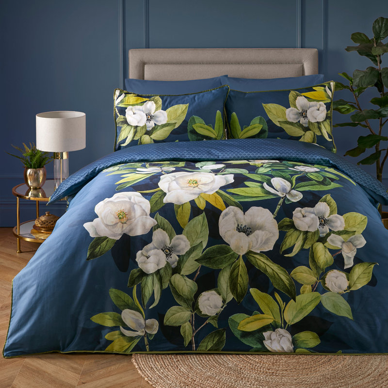 Alaya Cotton Floral Duvet Cover Set with Pillowcases, Double Duvet Cover + 2 Standard Pillowcases