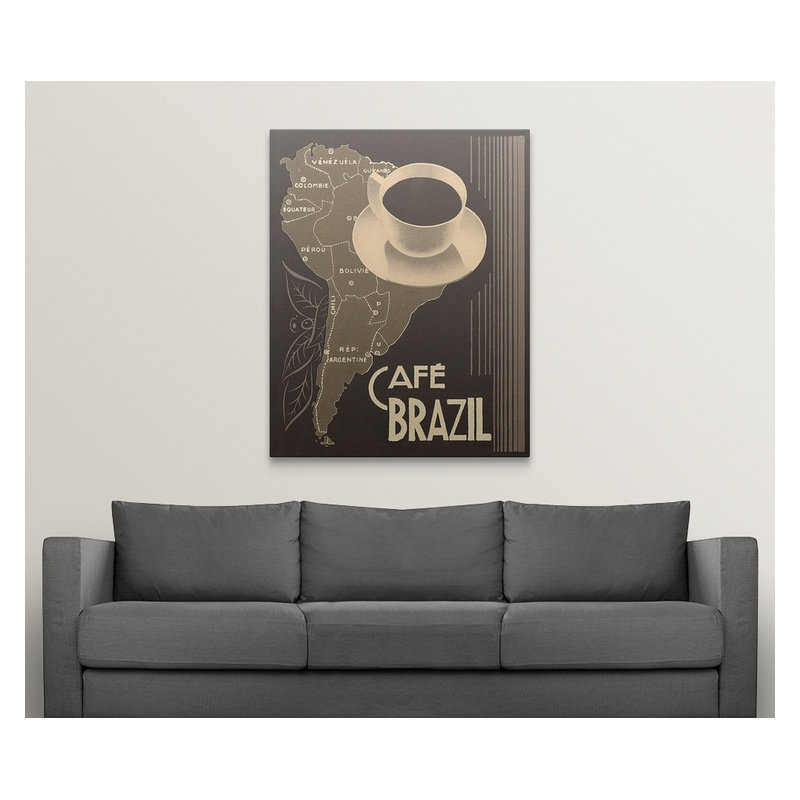 «Cafe Brasil II», affiche vintage, H 48 po x l 38 po x P 1,5 po, Toile