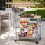 Chariot de cuisine roulant avec plateau en bois, îlot de cuisine sur roulettes avec tablette coulissante et crochets, support pour micro-ondes et chariot à café pour le rangement de la cuisine