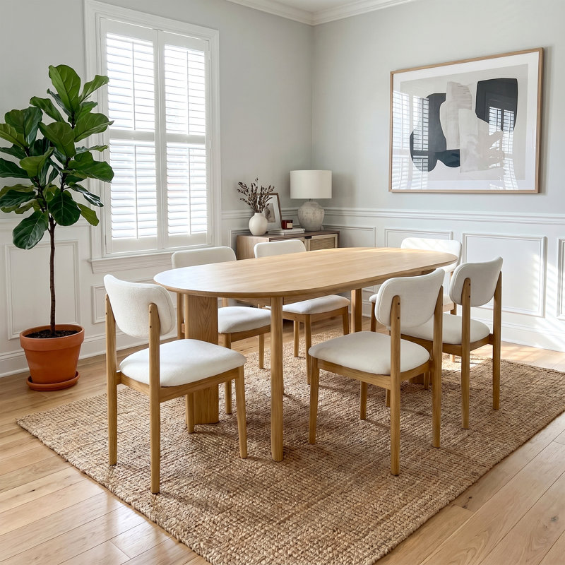 Table de salle à manger de 79 po x l 33,5 po avec 4 pieds en bois naturel, H 30 po x L 79 po x l 33,5 po, Bois naturel