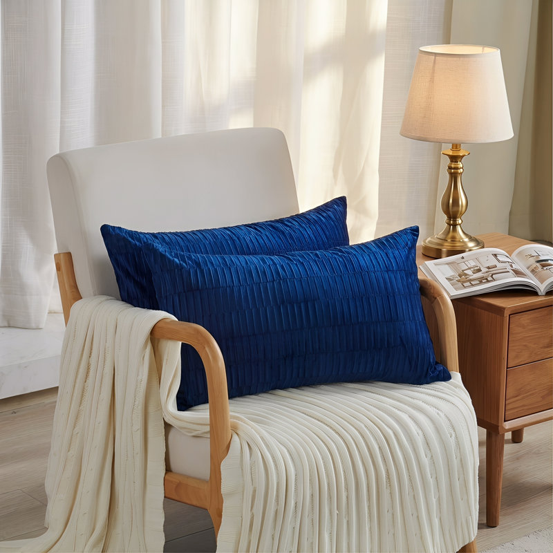 Housses de coussin en velours plissé, Bleu