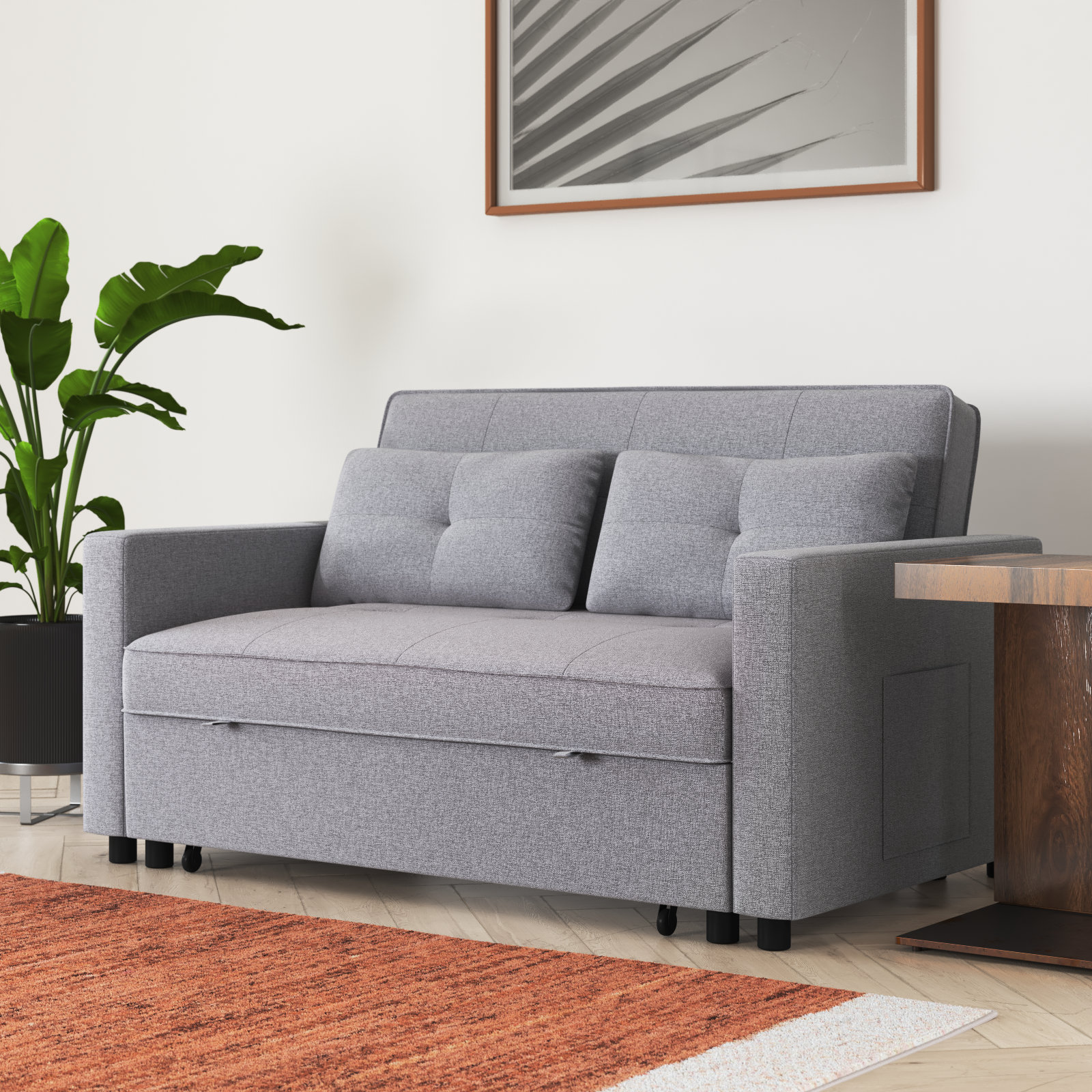 Chillax 51.97 Square Arm Convertible Loveseat Jahnke