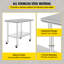 Table de travail en acier inoxydable 89 x 61 x 84 cm, capacité de charge de 136 kg, 4 roues, 3 hauteurs réglables, table de préparation alimentaire robuste pour cuisines professionnelles et restaurants, argent-62288015
